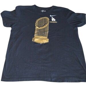 Nike Mens LA Dodgers 2020 World Series Champs Trophy Tee Black/Gold L